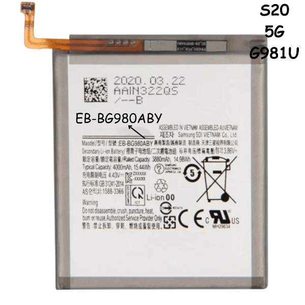 EB-BG980ABY Battery 4000mAh For Samsung Galaxy S20 5G G981 / S20 5G G980 - Best Cell Phone Parts Distributor in Canada, Parts Source EB-BG980ABY Battery 4000mAh For Samsung Galaxy S20 5G G981 / S20 5G G980 - Best Cell Phone Parts Distributor in Canada, Parts Source